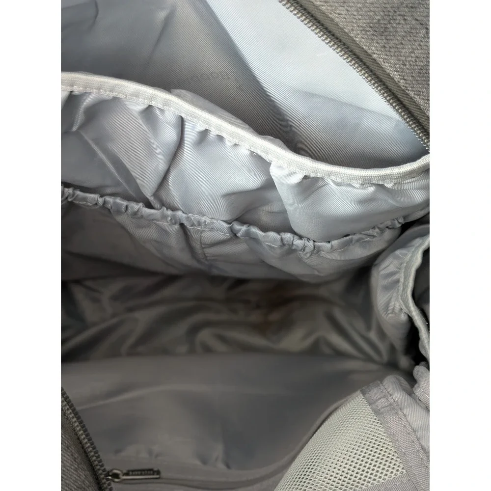 BabbleRoo Gray Diaper Bag Backpack Changing Pad Pacifier Case Multi Pocket Baby